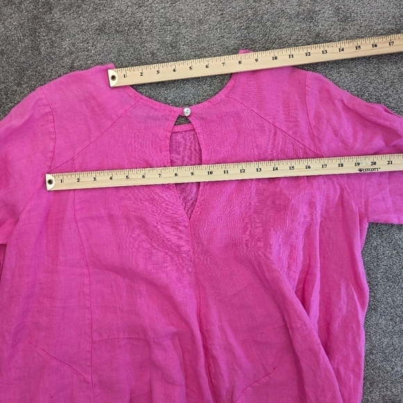 VIVIAN Shyu hot pink linen short sleeve dress Small / Medium - Picture 10 of 13